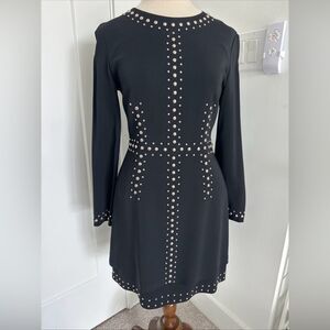 A.L.C. Madison Black Studded Long Sleeve Mini Sheath Dress Women's Size 4